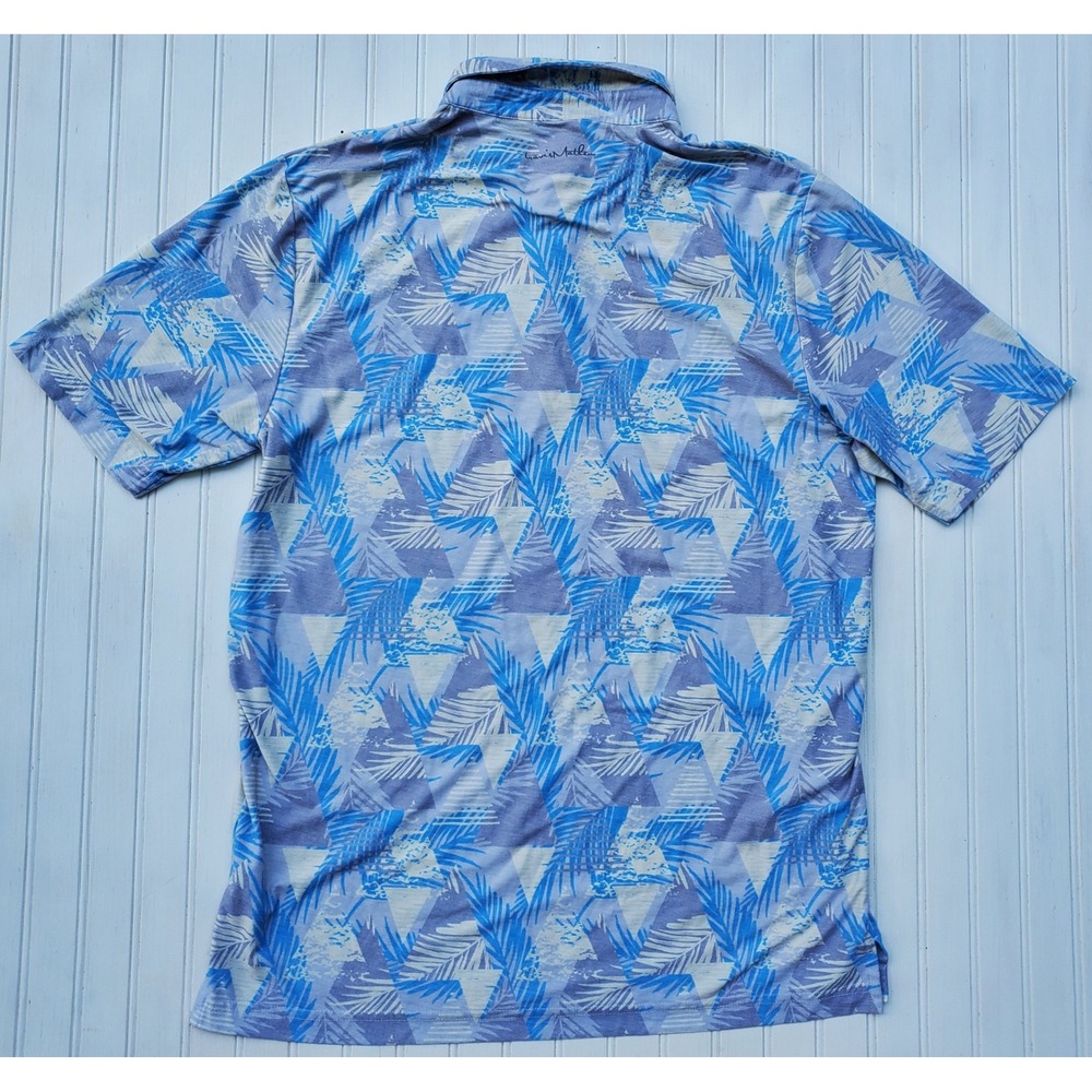 Travis Mathew Mens Blue Palm Geometric Print Polo Shirt Size M Pima Cotton Golf - Picture 7 of 7